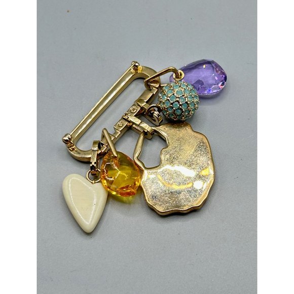 Vintage Swarovski Pin Brooch with Detachable Charms Pendants Loaded Dangling Pin - Picture 3 of 13